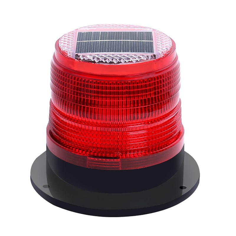 RISOON Solar Strobe Warning Safety Flashing Light/Ceiling Strobe Light, with Strong Magnetic Base Waterproof for Construction, Traffic, Factory, Crane Tower, Boat Navigation (Red) - Image 1